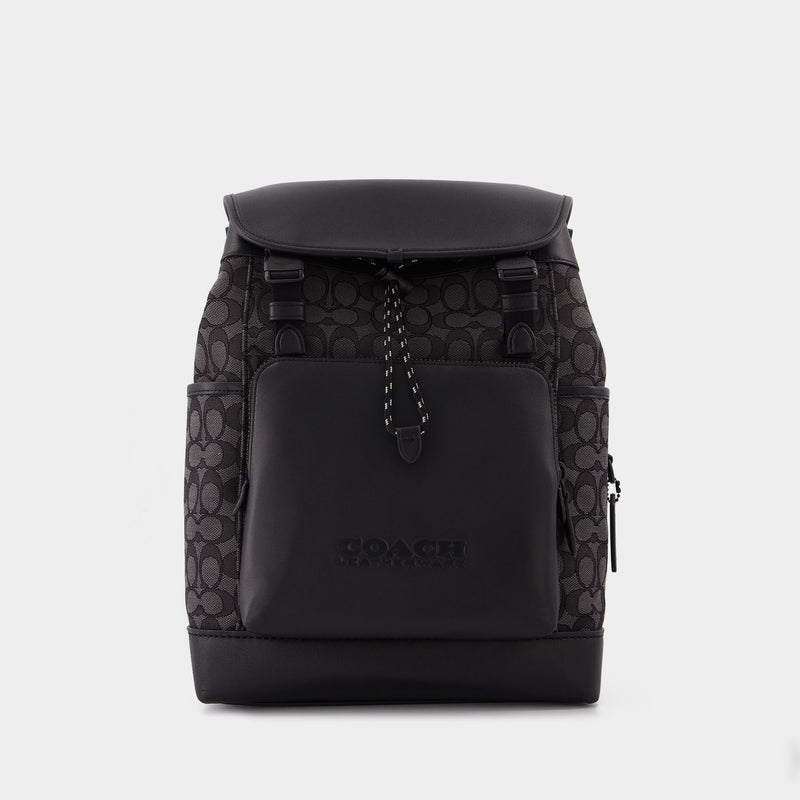 Coach league flap backpack in signature jacquard Clearance