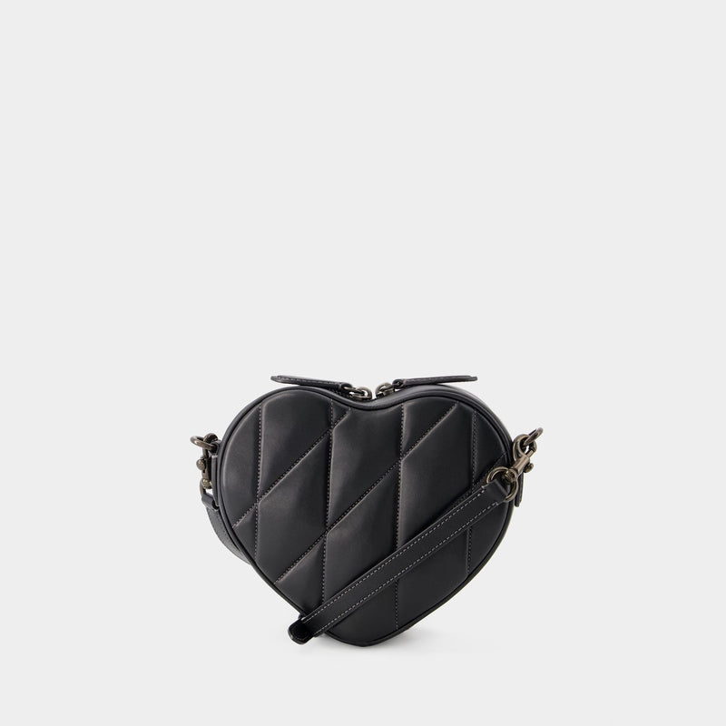 Coach Heart Quilted Leather Crossbody Bag Black