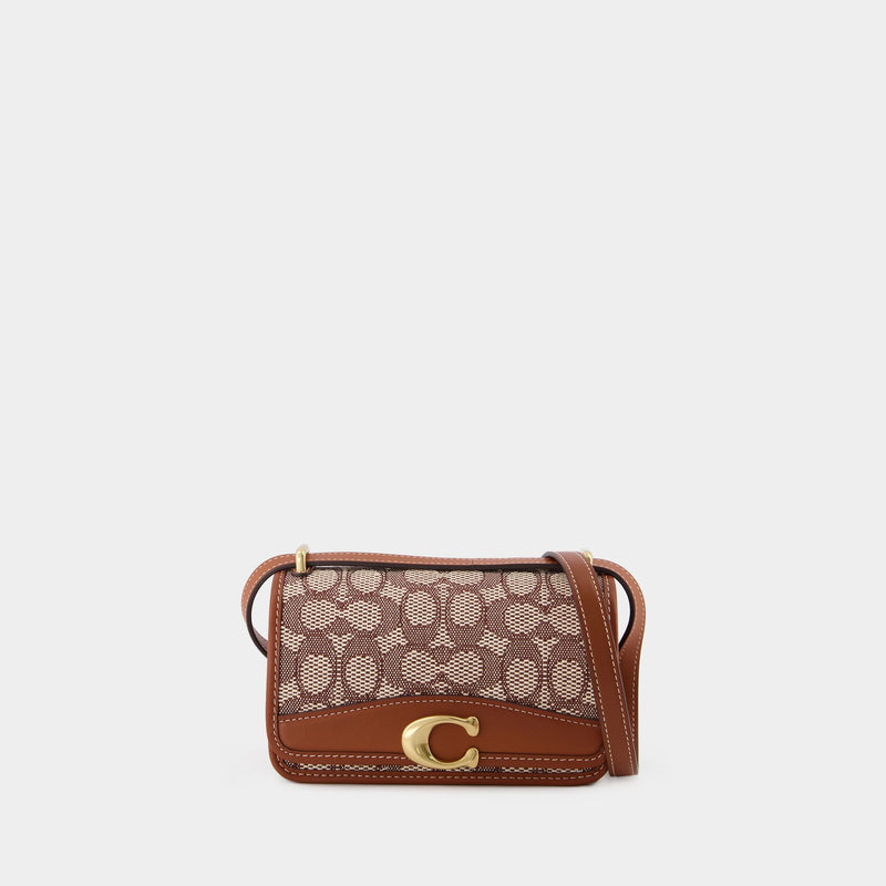 Brown jacquard monogram cross body bag