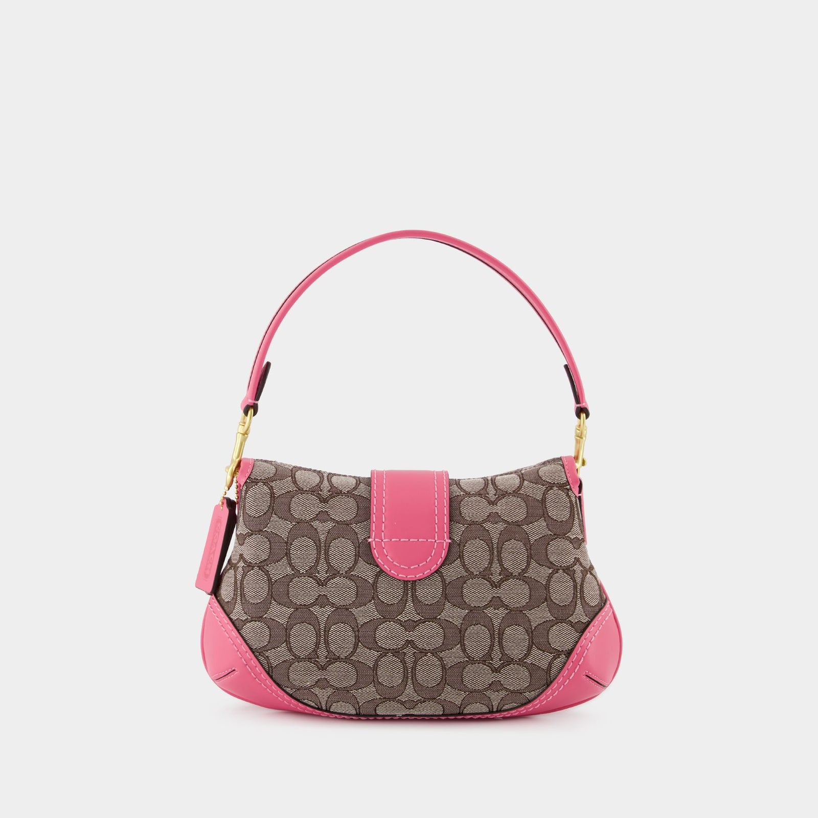 Coach Pink Signature Soft Clip Hobo Shoulder Bag Leather