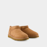 Classic Ultra Mini Ankle Boots - Ugg - Leather - Chestnut