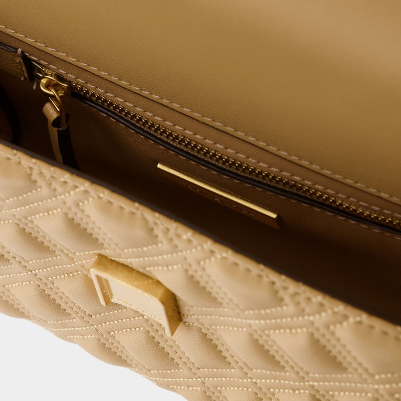 Tory Burch Kira Chevron Chain Wallet Handbags Desert Dune : One Size