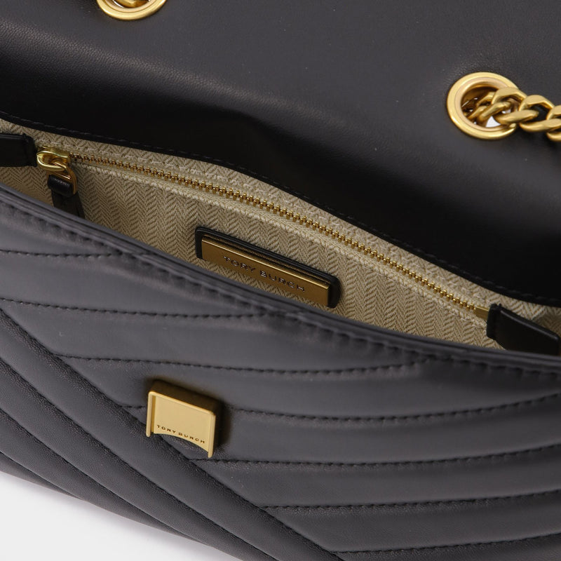 Tory Burch Kira Small Satchel - Black/Rolled Gold