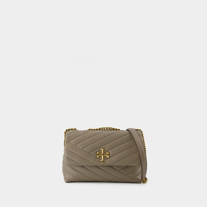 Kira Chevron Small Bag - Tory Burch - Leather - Grey