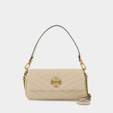 Kira Chevron Small Hobo Bag - Tory Burch - New Cream - Leather