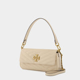 Kira Chevron Small Flap Hobo Bag - Tory Burch -  New Cream - Leather