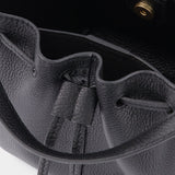 Mcgraw Mini Drawstring Satchel in Black leather