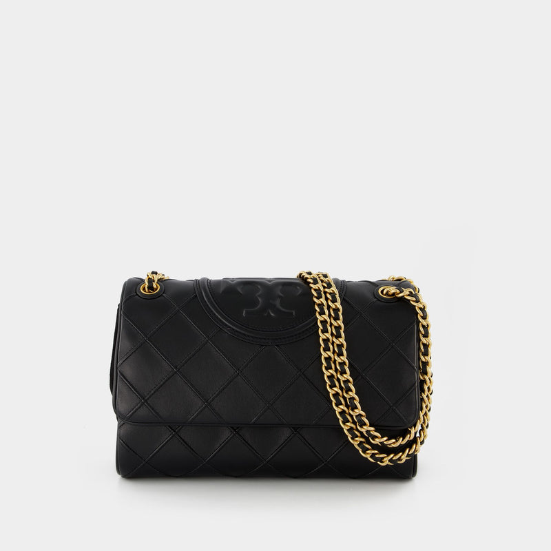 Fleming Soft Hobo Bag - Tory Burch -  Black - Leather