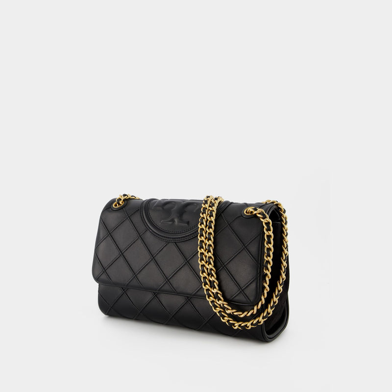 Fleming Soft Hobo Bag - Tory Burch -  Black - Leather