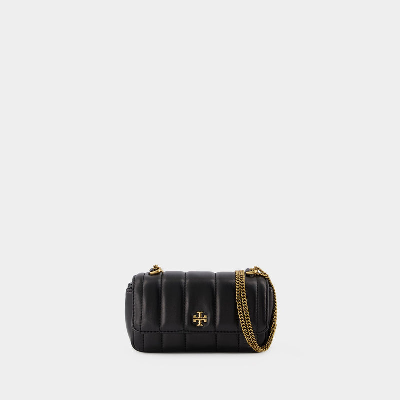 Kira Mini Flap Hobo Bag - Tory Burch -  Black - Leather