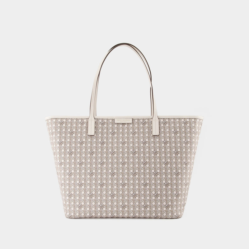 Small Zip Shopper Bag - Tory Burch - Canvas - Grey