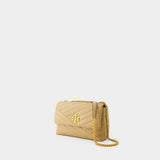 Kira Chevron Small Convertible Bag - Tory Burch - Leather - Desert Dune