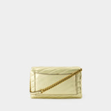 Kira Chevron Wallet On Chain - Tory Burch - Leather - Gold