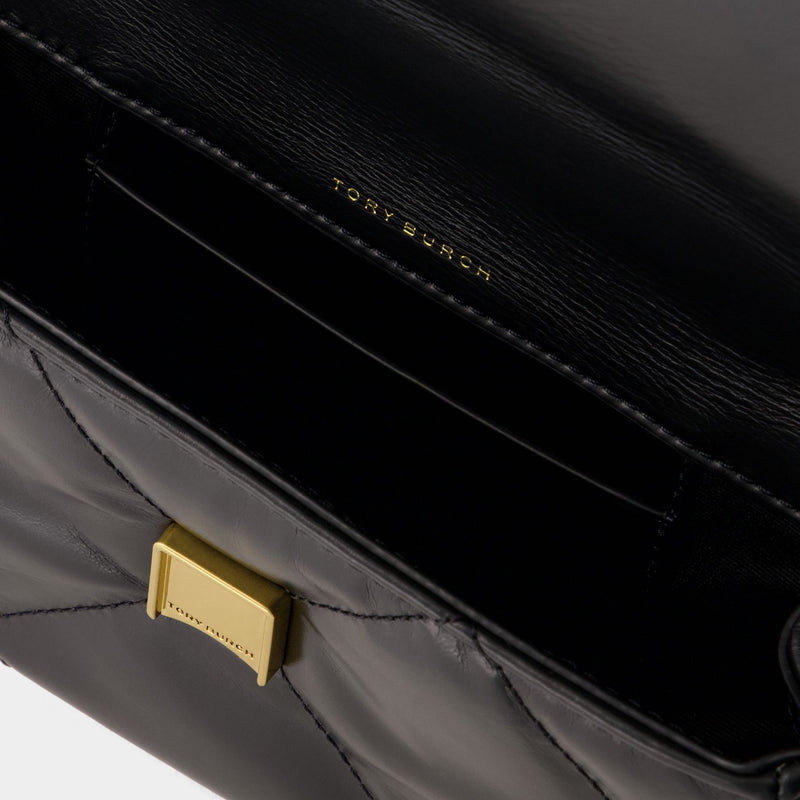 Kira Diamond Quilt Mini Flap Bag - Tory Burch - Leather  - Black