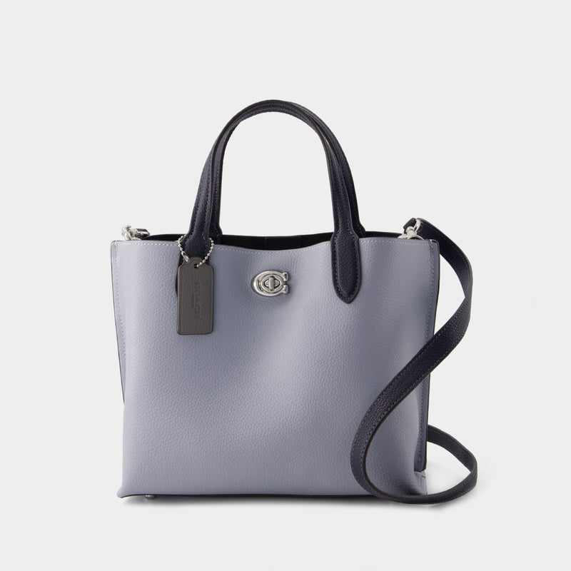 Willow Tote 24 Shopper Bag - Coach - Leather - Grey Blue Multi
