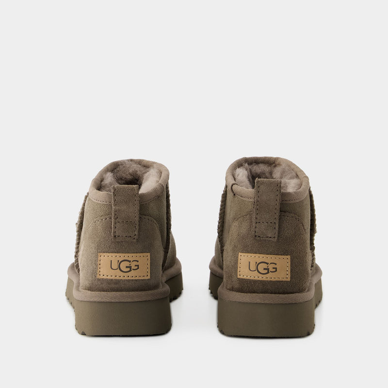 Classic Ultra Mini Ankle Boots - Ugg - Leather - Grey