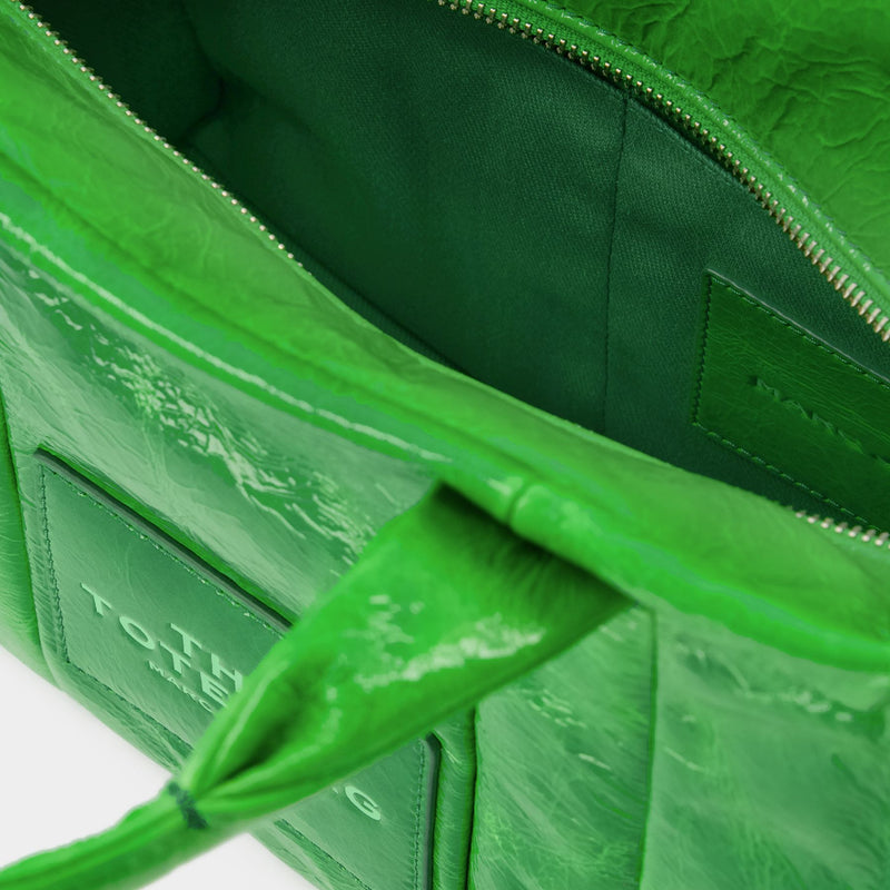 The Small Tote in Fern Green Leather