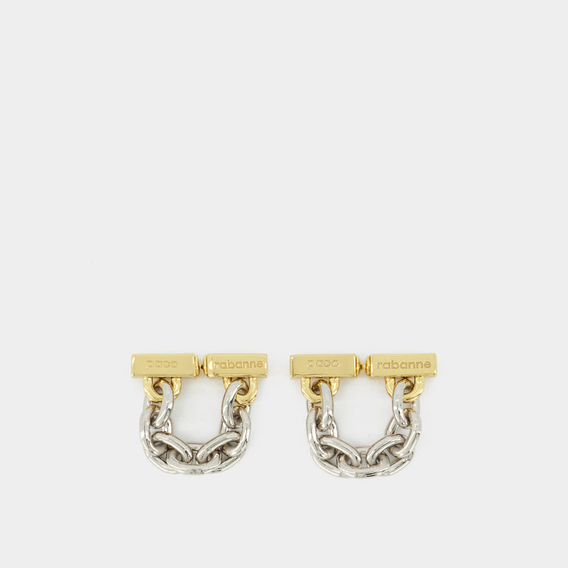 Xl Link Chain Earring - Paco Rabanne - Silver/Gold - Metal