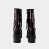 Donna Ankle Boots - Carel - Patent Leather - Brown/Black