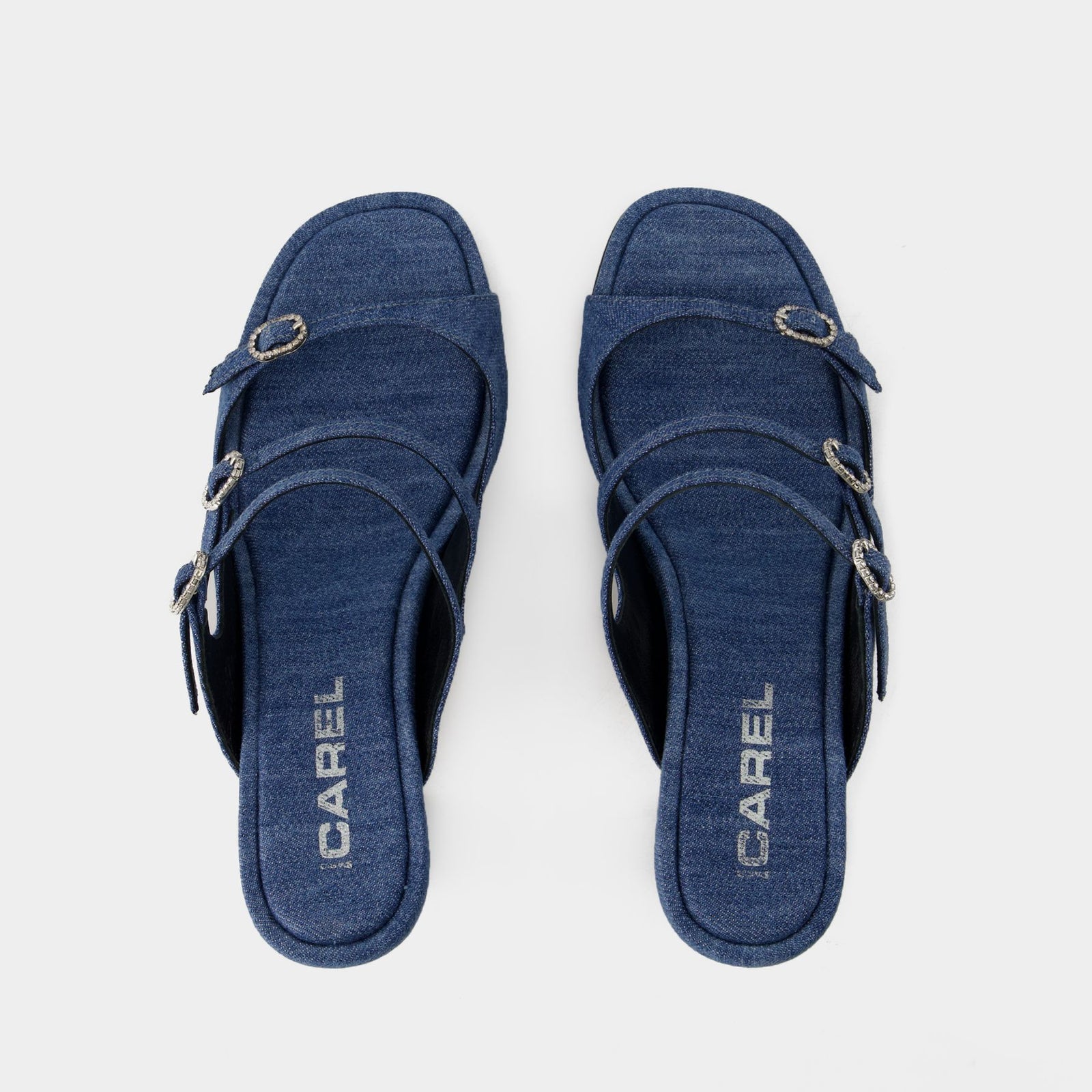 サンダル・ミュール CAREL Cecile Pumps - Carel - Cotton - Blue Cecile - Two-tone blue denim fabric slingback pumps | Carel