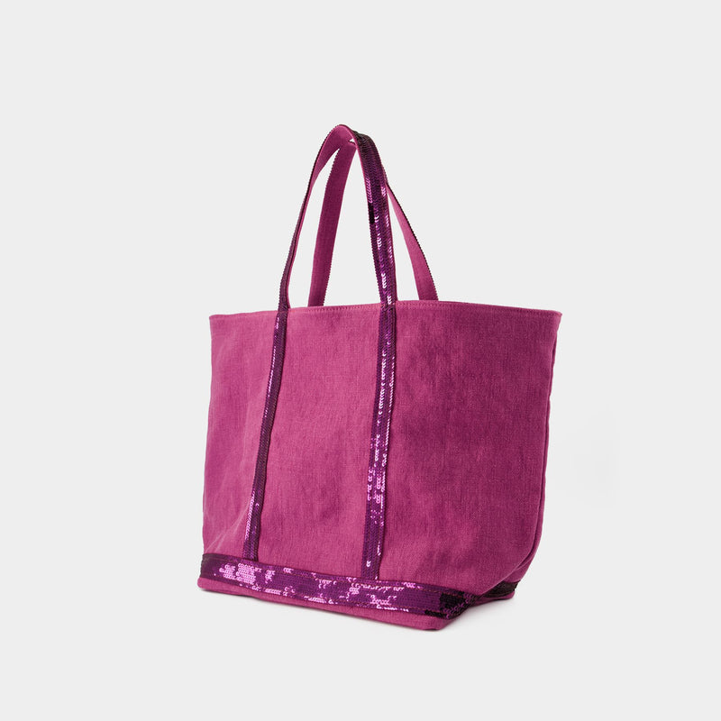 Cabas L Shopper Bag - Vanessa Bruno - Linen - Pink Sorbet
