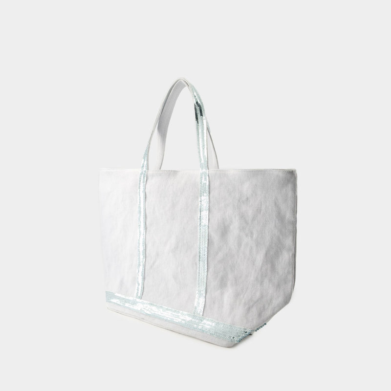 Shopping bag L - Vanessa Bruno - Linen - Aqua Blue