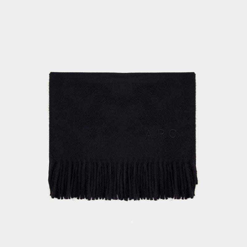 Ambroise Embroidered Scarf - A.P.C. - Wool - Black