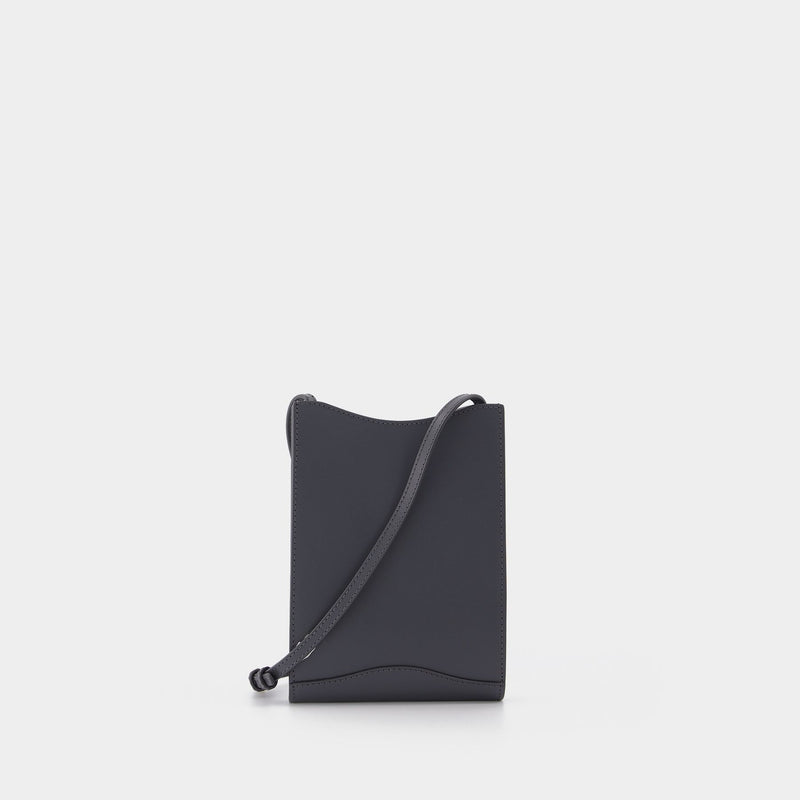 Jamie Neck Pouch in Grey Leather