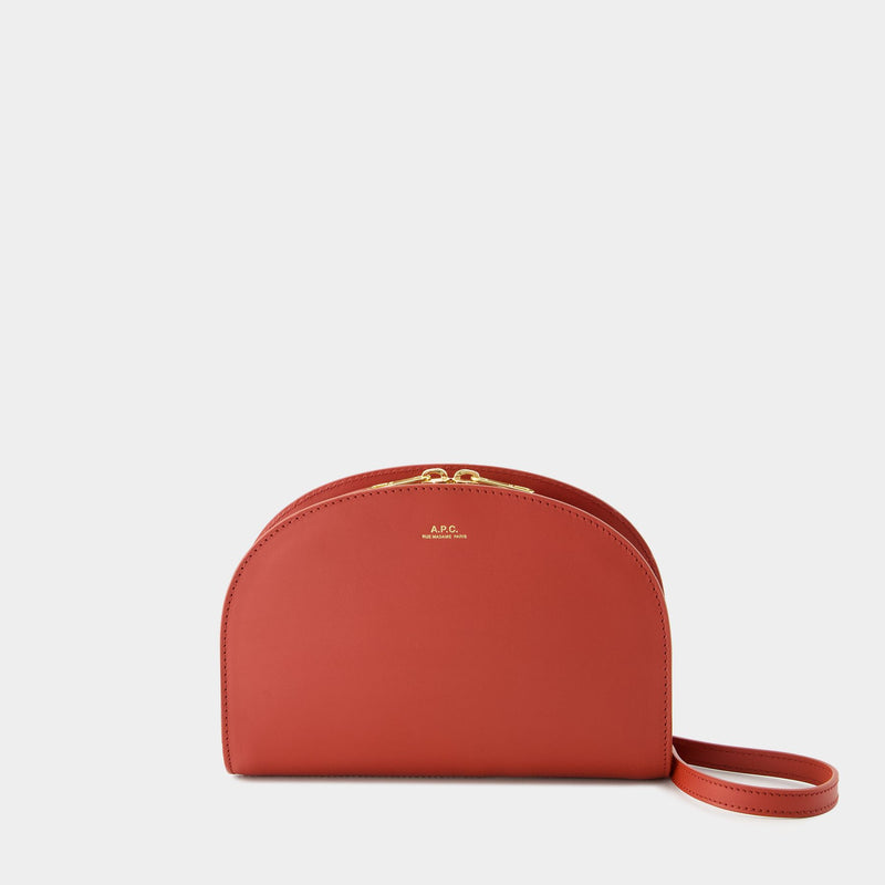 A.P.C Demi-Lune Leather Crossbody Bag - Red