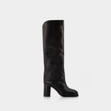Leila Boots in Black Leather