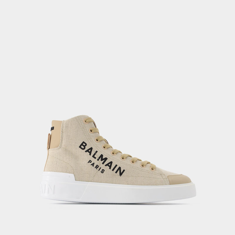 B Court High Top-Canvas&Logo in White Cotton