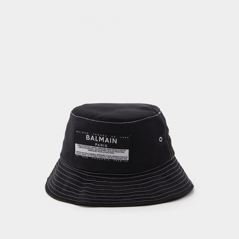 Satin&Label Bucket Hat in black cotton