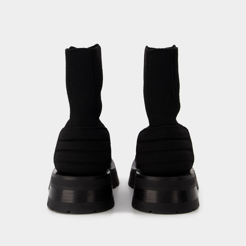 Army Knit Chelsea Boots in Black Leather