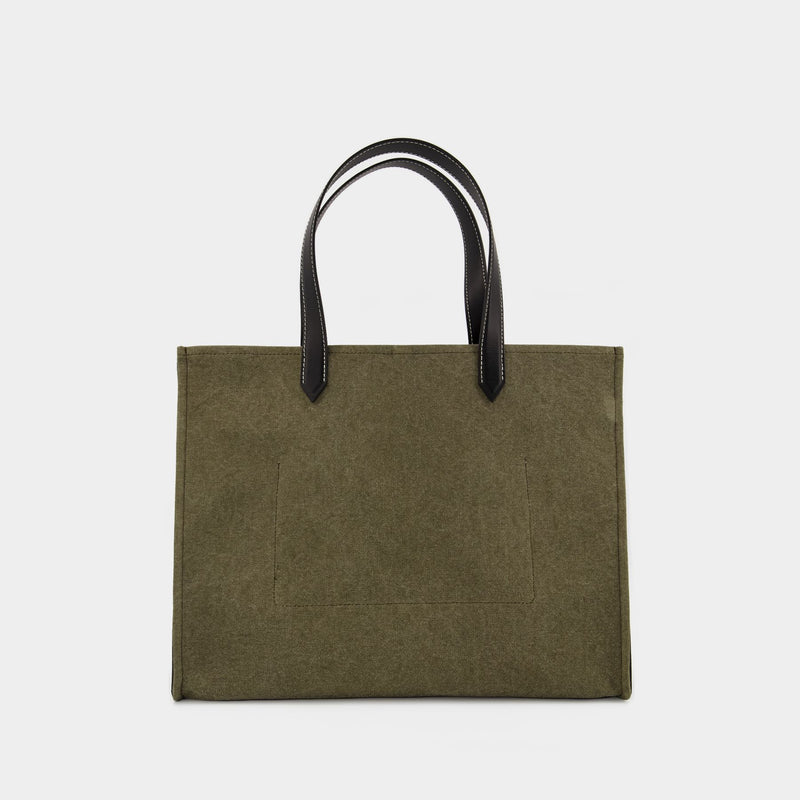 B-Army Shopper Medium Tote Bag - Balmain - Khaki/Black - Canva