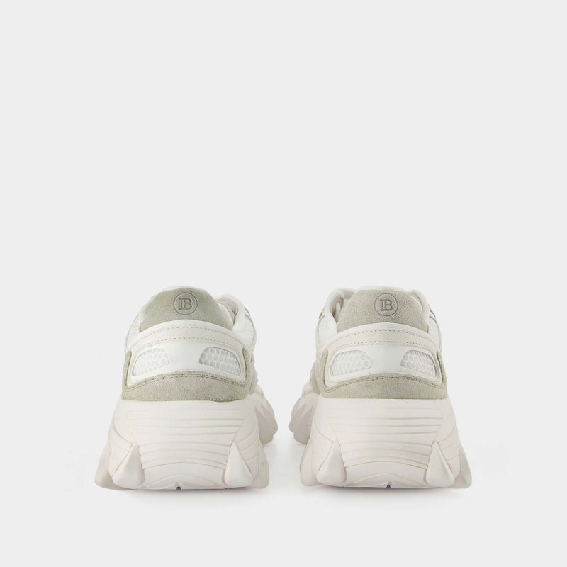 【送料&関税込】Balmain b-east White Leather Blend Sneakers Balmain B-East Leather & Mesh Sneakers | Saks Fifth Avenue