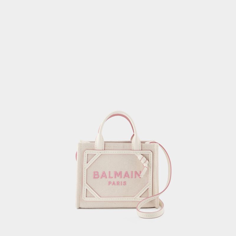 B-Army Tote Bag - Balmain - Cream/Pink - Canva