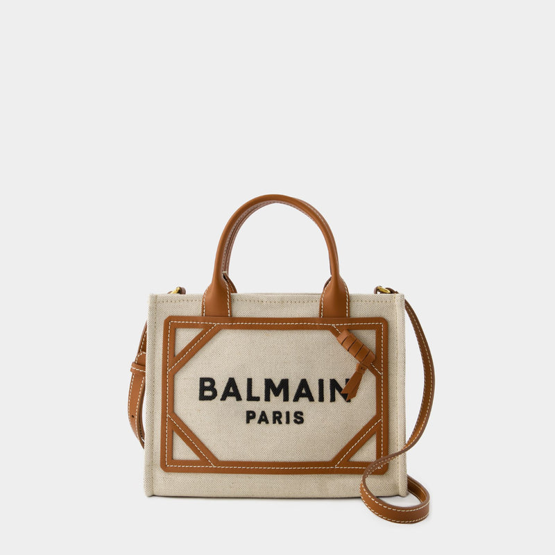 B-Army Small Shopper Bag - Balmain - Canvas - Brown