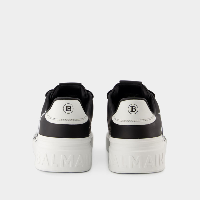 B Court Sneakers Balmain Leather Black - Main Image