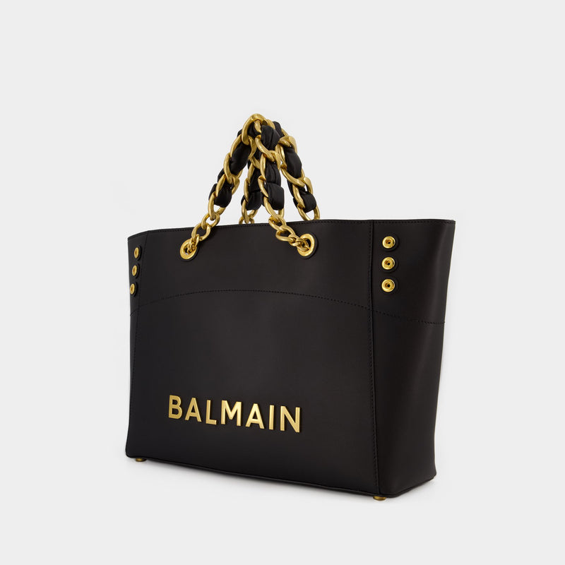 1945 Leather Tote Bag in White - Balmain