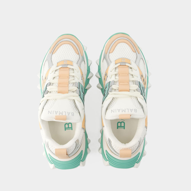 B-East PB Sneakers - Balmain - Leather - White/Green