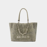 1945 Soft Shopper Bag - Balmain - Canvas - Blue Grey