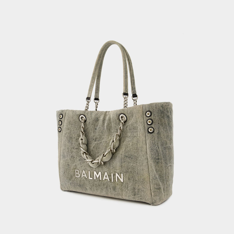 1945 Soft Shopper Bag - Balmain - Canvas - Blue Grey