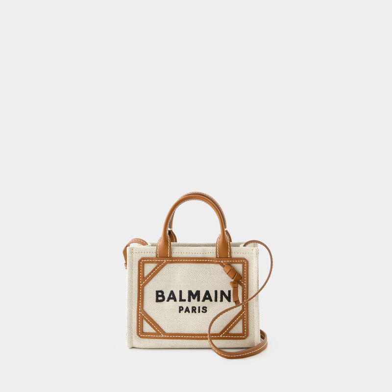 B-Army Mini Shopper Bag - Balmain - Canvas - Beige