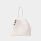Embleme Shopper Bag - Balmain - Leather - White