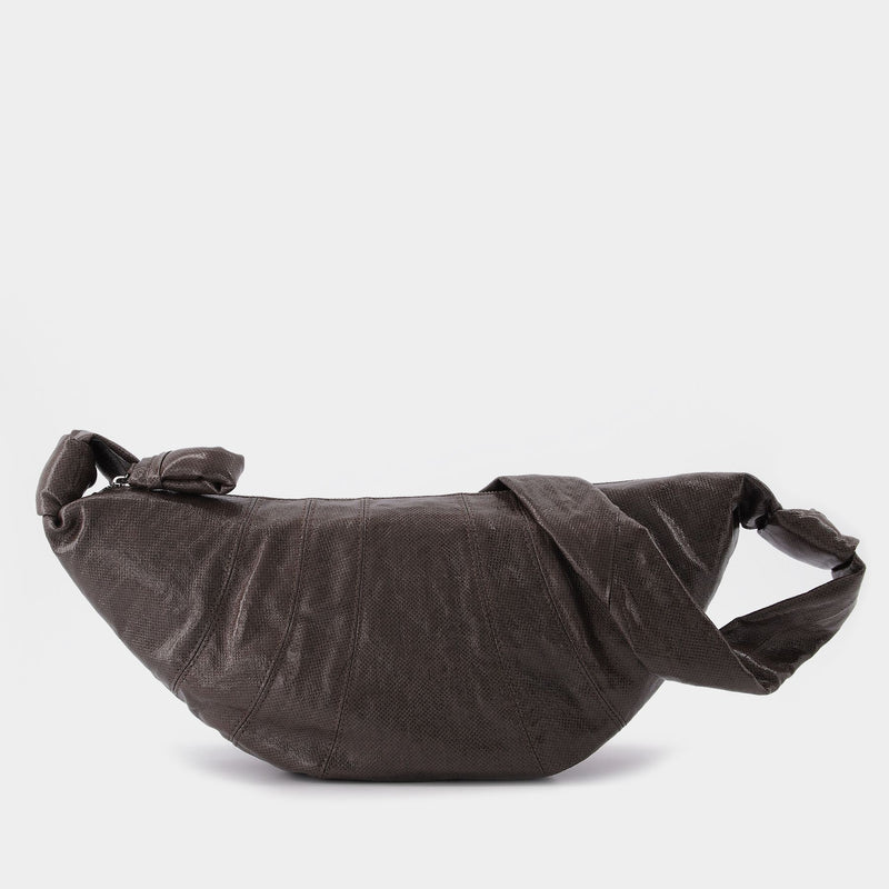 Medium Croissant Bag in Grey Linen