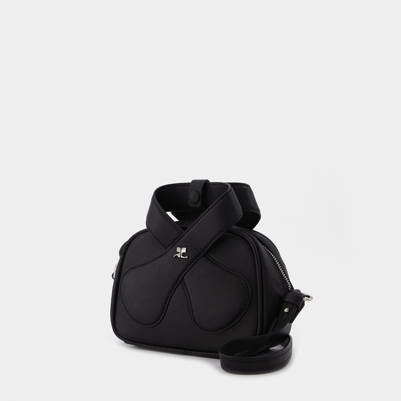 Leather Loop Baguette Bag in black leather