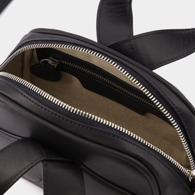 Leather Loop Baguette Bag in black leather