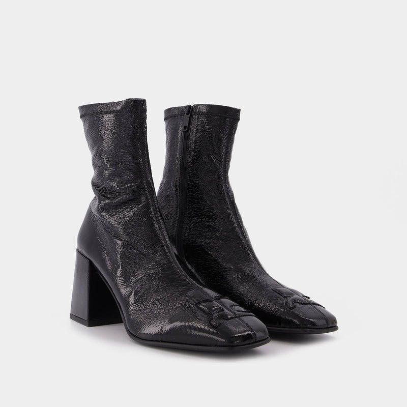 Vinyl Ac Ankle Boots in Black