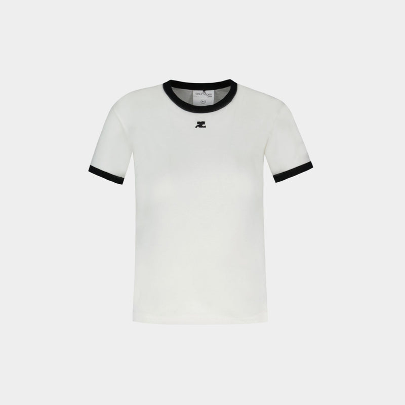 Réedition Contrast T-Shirt - Courreges - Cotton - Heritage White