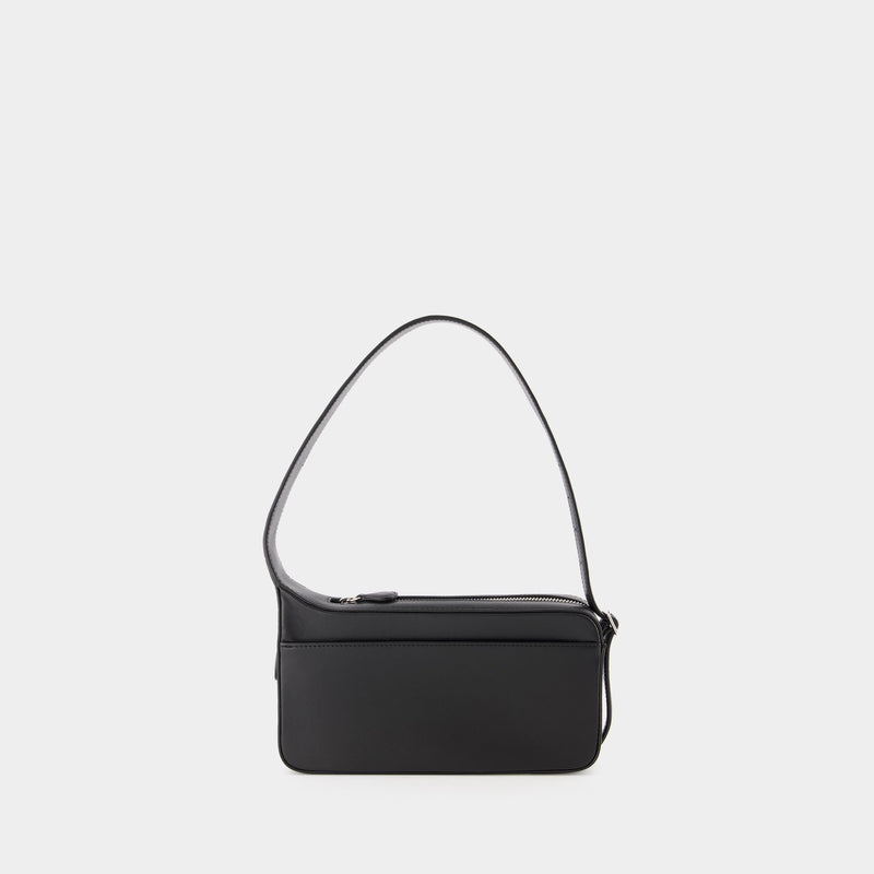 Racer Leather Shoulder Bag in Black - Courreges